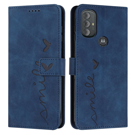 SaniMore for Motorola Moto G Power 2022 Case with RFID Blocking Cash & Card Slots, Scratch Proof Wallet Soft TPU + PU Leather Cover with Kickstand + Hand Strap Shockproof Protective Shell, Blue
