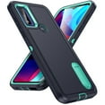 thumbnail image 1 of SaniMore for Motorola Moto G Power (2023) 6.5" Hybird Case, Rugged PC Back Shockproof TPU Shell Metal Hidden Kickstand Drop Resistant Anti-slip Heavy Duty Protective Cover, Darkblue+Mint, 1 of 9