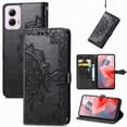 thumbnail image 1 of SaniMore for Motorola Moto G Power (2024) Wallet Case with Embossed Mandala PU Leather Flip Protection Wrist Strap Credit Card Holder Pocket Kickstand Shockproof Case, Black, 1 of 8