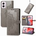 thumbnail image 1 of SaniMore for Motorola Moto G Power (2024) Wallet Case with Embossed Mandala PU Leather Flip Protection Wrist Strap Credit Card Holder Pocket Kickstand Shockproof Case, Gray, 1 of 6