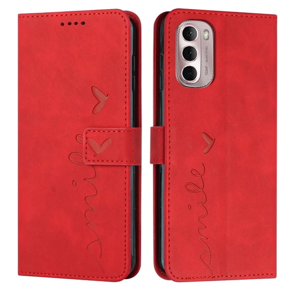 SaniMore for Motorola Moto G Stylus 5G 2022 Case with RFID Blocking Cash & Card Slots, Scratch Proof Wallet Soft TPU + PU Leather Cover with Kickstand + Hand Strap Shockproof Protective Shell,, Red