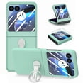 thumbnail image 1 of SaniMore for Motorola Razr 40 Ultra 2023 Case, Front Screen Tempered Glass Protector 360 Ring Bracket Shockproof Anti-drop Skin-feel Full Protective Shell for Motorola Razr 40 Ultra, Mint, 1 of 10