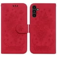 thumbnail image 1 of SaniMore Multi-Functional Magnetic Wallet Case for Samsung Galaxy A14 5G, Card Holder PU Leather Butterfly Rose Embossing Cover with Kickstand & Wrist Strap Shockproof Protective Shell, Red, 1 of 6