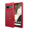 thumbnail image 1 of SaniMore Multi-functional Case for Google Pixel 7 6.3" 2022, Rugged PC Shell Leather Button Flip Card Pocket Stand Feature Magnetic Car Mount Shockproof Anti-drop Heavy Duty Protective Case, Red, 1 of 7