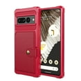 thumbnail image 1 of SaniMore Multi-functional Case for Google Pixel 7 Pro 6.7" 2022, Rugged PC Shell Leather Button Flip Card Pocket Stand Feature Magnetic Car Mount Shockproof Anti-drop Heavy Duty Protective Case, Red, 1 of 7