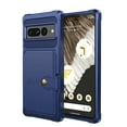 thumbnail image 1 of SaniMore Multi-functional Case for Google Pixel 7 Pro 6.7", Rugged PC Shell Leather Button Flip Card Pocket Stand Feature Magnetic Car Mount Shockproof Anti-drop Heavy Duty Protective Case, Darkblue, 1 of 7