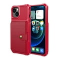 thumbnail image 1 of SaniMore Multi-functional Case for iPhone 14 6.1" 2022, Rugged PC Shell Leather Button Flip Card Pocket Stand Feature Magnetic Car Mount Shockproof Anti-drop Heavy Duty Protective Case, Red, 1 of 7
