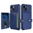 thumbnail image 1 of SaniMore Multi-functional Case for iPhone 15 6.1" 2023, Rugged PC Shell PU Leather Button Flip Card Pocket Stand Feature Car Magnetic Mount Shockproof Anti-drop Heavy Duty Protective Cover, Blue, 1 of 1