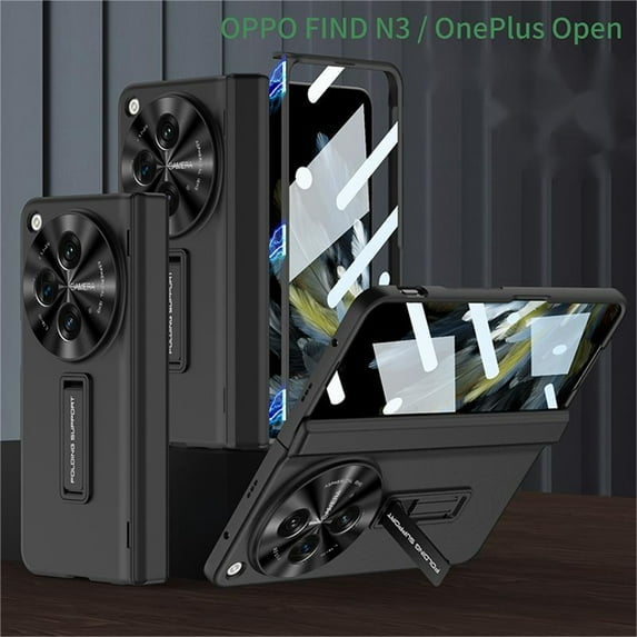 SaniMore for One Plus Open Case (7.82" 2023), Full Protection with Screen Protector, Adjustable Bracket Hinge Protection Foldable Kickstand Magnetic Shell, Slim Rugged for One Plus Open, Black