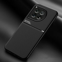 SaniMore for Oneplus 12 Case, Carbon Fibre Magnetic Cover Built-in Car Mount Shock Absorption TPU Rubber Shockproof Anti-fall Slim Luxury Hybrid Shell for Oneplus 12 5G, Black