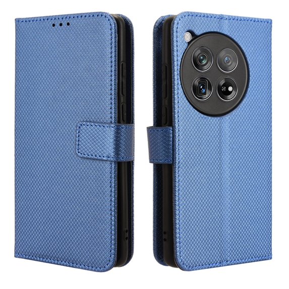 SaniMore for Oneplus 12R PU Leather Case, Magnetic Closure Flip Wallet Cover with Wrist Strap Card Slot & Adjustable Kickstand All-Inclusive Protective Wallet Shell, Blue