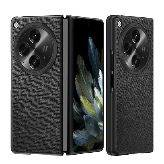 SaniMore for Oneplus Open (2023) Case, Durable Wear-resstant PU Leather Skin + Shockproof Anti-drop Anti-scrcatch No-fingerprint Protective Shell for Oneplus Open, Black