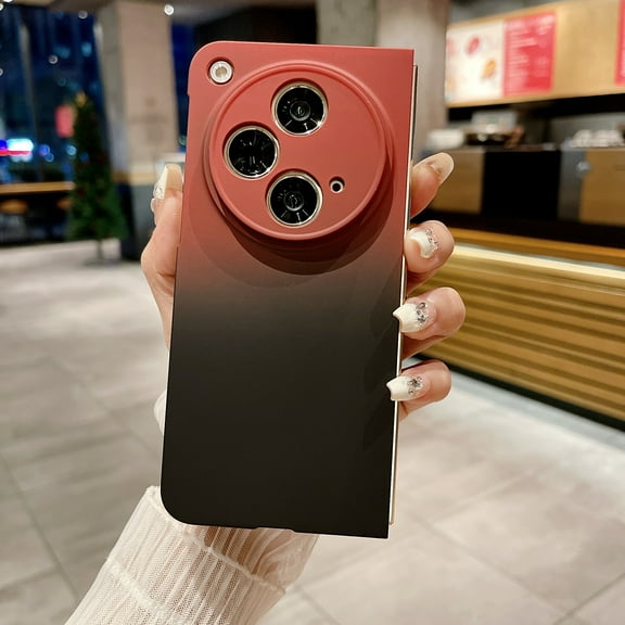 SaniMore for Oneplus Open (7.82" 2023) Case, Rugged PC Gradient Stylish Fashion for Girls Women Hard Shell Shockproof Anti-drop Anti-scracth Full Protective Phone Cover for Oneplus Open, Black+Red