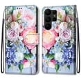 thumbnail image 1 of SaniMore Painted Wallet Case Compatible with Galaxy S23, Stylish PU Leather Shell Magnetic Closure Shockproof Kickstand Case with Wrist Strap for Samsung Galaxy S23, Pink Floral, 1 of 9
