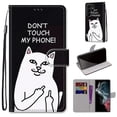 thumbnail image 1 of SaniMore Painted Wallet Case Compatible with Galaxy S23 Ultra, Stylish PU Leather Shell Magnetic Closure Shockproof Kickstand Case with Wrist Strap for Samsung Galaxy S23 Ultra, Don't Touch My Phone, 1 of 9