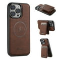 thumbnail image 1 of SaniMore Phone Case for iPhone 15 Pro (6.1" 2023), PU Leather Wear-resistant Magnetic Detachable Wallet Card Slots Flip Kickstand [Wireless Charging] Car Mount Shockproof Anti-fall - Brown, 1 of 9