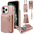 thumbnail image 1 of SaniMore RFID Blocking Wallet Case for iPhone 11 Pro Max, Crossbody Zipper Purse Case for Women/Girls, Wrist Strap PU Leather Card Holder Kickstand Cover for Apple iPhone 11 Pro Max, Rosegold, 1 of 9