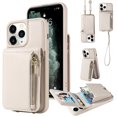 thumbnail image 1 of SaniMore RFID Blocking Wallet Case for iPhone 11 Pro Max, Crossbody Zipper Purse Case for Women/Girls, Wrist Strap PU Leather Card Holder Kickstand Cover for Apple iPhone 11 Pro Max, White, 1 of 9