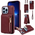 thumbnail image 1 of SaniMore RFID Blocking Wallet Case for iPhone 13 Pro, Crossbody Zipper Purse Case for Women/Girls, Wrist Strap PU Leather Card Holder Kickstand Cover for Apple iPhone 13 Pro, Winered, 1 of 9
