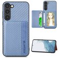 thumbnail image 1 of SaniMore for Samsung Galaxuy S23 (6.1" 2023) Case, PU Leather Carbon Fibre Pattern, Flip Wallet Card Slots RFID Blocking Magnetic Car Mount Shockproof Anti-fall Protective Shell, Blue, 1 of 8