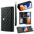 thumbnail image 1 of SaniMore for Samsung Galaxy A05 Wallet Case, PU Leather Wrist Shoulder Strap Flip Stand Card Slots RFID Blocking Zipper Purse Shockproof Anti-fall TPU Inner Shell Flip Folio Protective Cover, Black, 1 of 10