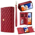 thumbnail image 1 of SaniMore for Samsung Galaxy A05 Wallet Case, PU Leather Wrist Shoulder Strap Flip Stand Card Slots RFID Blocking Zipper Purse Shockproof Anti-fall TPU Inner Shell Flip Folio Protective Cover, Red, 1 of 10
