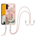 thumbnail image 1 of SaniMore for Samsung Galaxy A05S Case, Marble Pattern 3 in 1 Heavy Duty Shockproof Full Body Hard PC IMD Bumper Crossbody Lanyard Women Girls Shockproof Cover for Samsung Galaxy A05S, Rosegold, 1 of 7