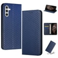 thumbnail image 1 of SaniMore for Samsung Galaxy A05S Wallet Case, Wrist Strap Magnetic Clasp, Card Slots Carbon Fibre Skin Shockproof TPU Anti-drop Anti-scractch Stand Business Full Body Protective Shell, Blue, 1 of 8