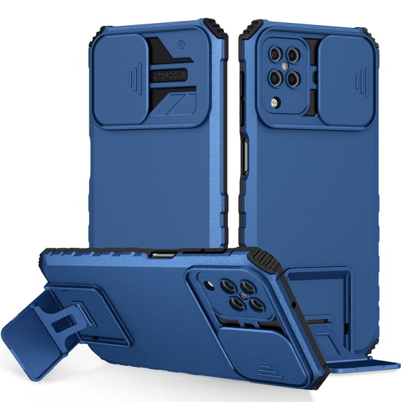 SaniMore for Samsung Galaxy A12 5G Case 2020 with Slide Camera Cover Built-in Kickstand Dual Layer Hybrid Shockproof Case for Galaxy A12 5G 6.5", Blue
