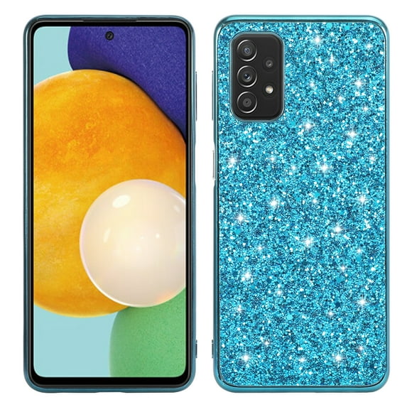 SaniMore for Samsung Galaxy A13 4G 6.6" Glitter Case, Flexible TPU Anti-Fingerprint Ultra-Thin Lightweight Full Body Protective Case for Samsung A13 4G Women Ladies Girls, Blue