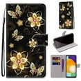 thumbnail image 1 of SaniMore for Samsung Galaxy A13 5G 6.5" 2021 PU Leather Case with Card Slots Detchable Lanyard Color Painting Luxury Pattern Flip Kickstand Shcokproof Wallet Case For Galaxy A13 5G, Gold Butterfly, 1 of 9