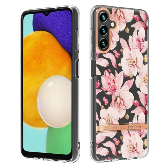 SaniMore for Samsung Galaxy A13 5G Case, Flexible TPU Magnetic Cover Support Wireless Charging Slim Flower Grass Pattern Shockproof Protective Shell for Ladies Women Girls, Pink Flowers