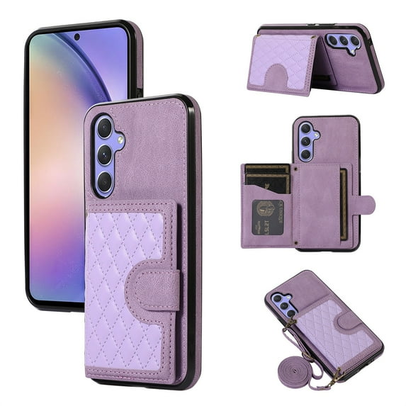 SaniMore for Samsung Galaxy A13 5G Case, Magnetic Wallet Case with Shoulder & Wrist Strap for Women/Girls, PU Leather Card Holder Flip Kickstand Cover for Samsung Galaxy A13 5G, Purple