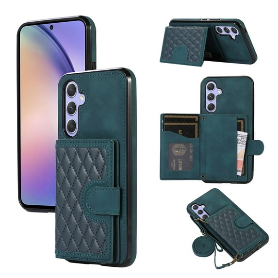 SaniMore for Samsung Galaxy A13 5G Case, Magnetic Wallet Case with Shoulder & Wrist Strap for Women/Girls, PU Leather Card Holder Flip Kickstand Cover for Samsung Galaxy A13 5G, Green