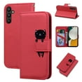 thumbnail image 1 of SaniMore for Samsung Galaxy A13 5G Case, PU Leather Flip Folio Cover with Stand, Card Slots, [Lovely Pet Magnetic Clasp] Full Protetcion Shockproof TPU Wallet Shell for Samsung A13 5G, Red, 1 of 10