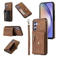 thumbnail image 1 of SaniMore for Samsung Galaxy A13 5G Case, Samsung Galaxy A13 5G Wallet Case for Women Men, PU Leather RFID Blocking Wristlet Zipper Shoulder Strap Cover with Card Holder Kickstand, Brown, 1 of 10