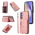 thumbnail image 1 of SaniMore for Samsung Galaxy A13 5G Case, Samsung Galaxy A13 5G Wallet Case for Women Men, PU Leather RFID Blocking Wristlet Zipper Shoulder Strap Cover with Card Holder Kickstand, Rosegold, 1 of 10