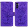 thumbnail image 1 of SaniMore for Samsung Galaxy A13 5G PU Leather Case, Magnetic Closure Flip Wallet Embossed Cover with Wrist Strap Card Slot & Multi-Angle Kickstand Shockproof Protective Shell, Purple, 1 of 7