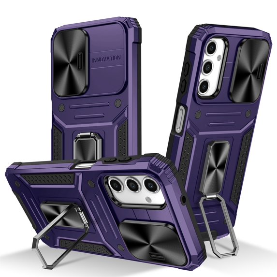 SaniMore for Samsung Galaxy A13 5G Stand Case, Slide Camera Cover 360 Degree Rotating Kickstand Magnetic Car Mount Hybird Tri-layer Rugged Shell Military-grade Shockproof Anti-drop Cover, Purple