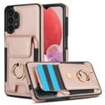 thumbnail image 1 of SaniMore for Samsung Galaxy A13 Case with Metal Rotating Ring Kickstand RFID Blocking Card Slots PU Leather Anti-scractch Wear-resitant Shockproof Wallet Cover for Samsung A13, Rosegold, 1 of 9