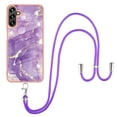 thumbnail image 1 of SaniMore for Samsung Galaxy A14 5G 6.6" 2023 Case with Detachable Crossbody Lanyard Shockproof TPU Backplane Marble Pattern Luxury Fashion Anti-drop Slim Lightweight Cover, Darkpurple, 1 of 4