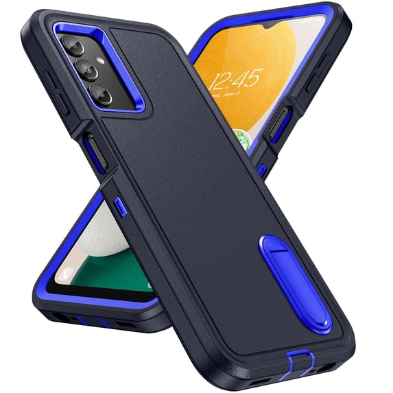 SaniMore for Samsung Galaxy A14 5G 6.6" 2023 Hybird Case, Rugged PC Back Shockproof TPU Shell Metal Hidden Kickstand Drop Resistant Anti-slip Heavy Duty Protective Case for Galaxy A14 5G, Navy Blue