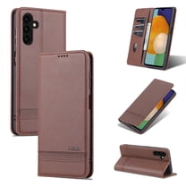 SaniMore for Samsung Galaxy A14 5G 6.6" PU Leather Case, Solid Color Magnetic Closure Flip Wallet Cover Built-in 3 Card Slots & Multi-Angle Kickstand Full Body Protective Shell, Brown