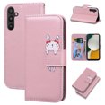thumbnail image 1 of SaniMore for Samsung Galaxy A14 5G Case, PU Leather Flip Folio Cover with Stand, Card Slots, [Lovely Pet Magnetic Clasp] Full Protetcion Shockproof TPU Wallet Shell for Samsung A14 5G, Rosegold, 1 of 10