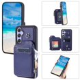 thumbnail image 1 of SaniMore for Samsung Galaxy A14 5G PU Leather Case, Zipper Purse RFID Blocking 4 Card Slots Removeable Wrist Strap Protective Handbag Flip Cover Stylish Shockproof for Girls Women, Blue, 1 of 7