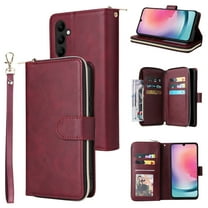 SaniMore for Samsung Galaxy A15 5G 3 in 1 Case, Zipper Purse Cover   Card Slots    Kickstand   Detachable Lanyard Comprehensive Protective Shockproof Anti-drop Shell For Samsung A15 5G, Winered