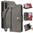 thumbnail image 1 of SaniMore for Samsung Galaxy A15 5G Case, PU Leather 2 in 1 Zipper Wallet Removeable Wrist Strap Card Slots Cash Pocket Kickstand Shockproof Anti-fall Full Protective Shell For Samsung A15 5G, Gray, 1 of 15