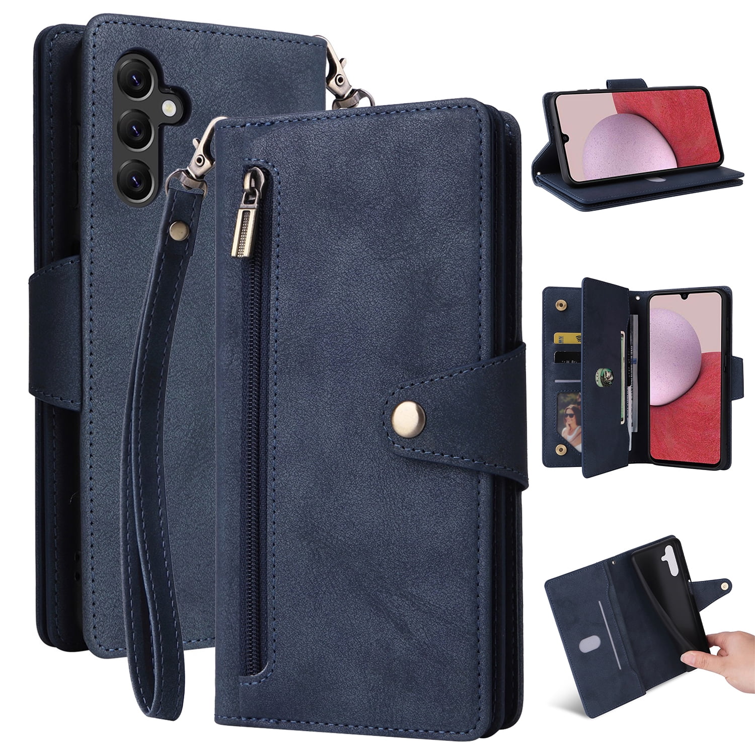 SaniMore for Samsung Galaxy A15 5G Case, PU Leather 2 in 1 Zipper ...