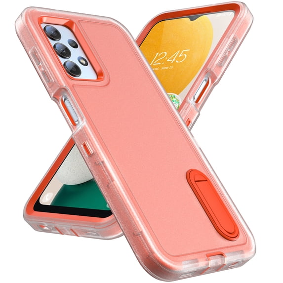 SaniMore for Samsung Galaxy A15 6.5" 2023 Hybird Case, Rugged PC Back Shockproof TPU Shell Metal Hidden Kickstand Drop Resistant Anti-slip Heavy Duty Protective Case for Galaxy A15, Orange