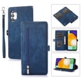 thumbnail image 1 of SaniMore Samsung Galaxy A15 Business Case (6.5" 2023), Zipper Wallet + Magnetic Clasp + Card Slots + Flip Kickstand + Wrist Strap [Shockproof Anti-fall] Full-body Protective Shell, Blue, 1 of 9
